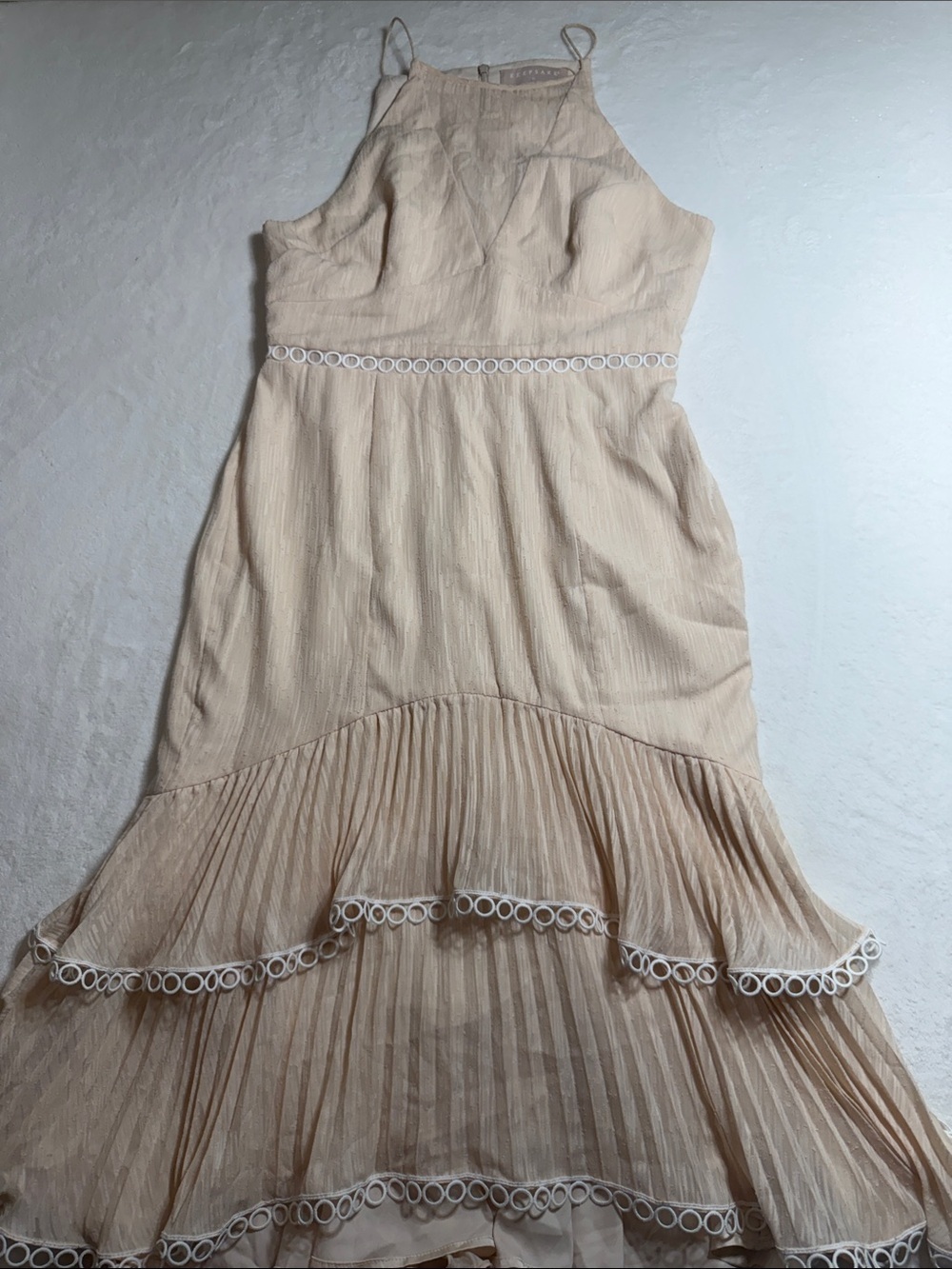 KEEPSAKE the Label Soft Cream Pleated Tiered Dress